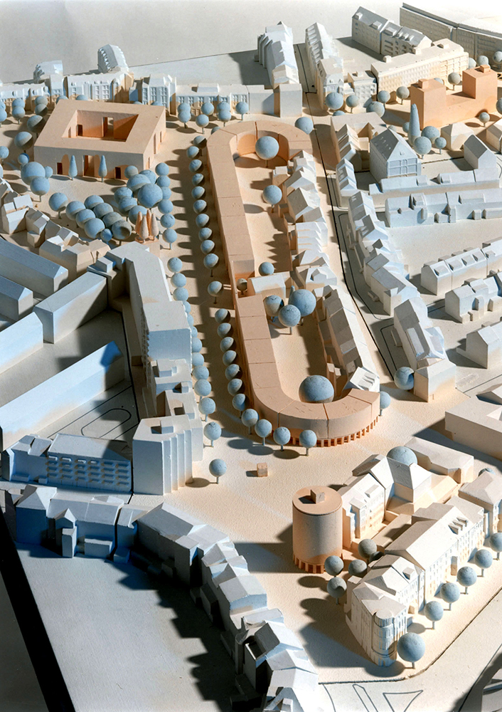Plastisches Modell des neu gestalteten Stadtteils