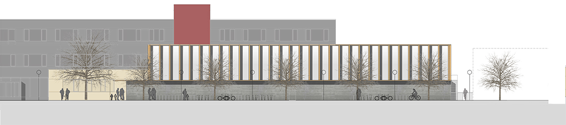 Neubau Drei-Feld-Sporthalle IGS Volkmarode Ansicht